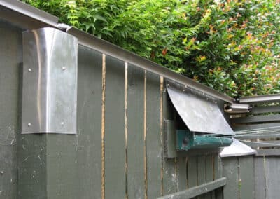 Aluminium shields on fence posts and clothesline in Auckland