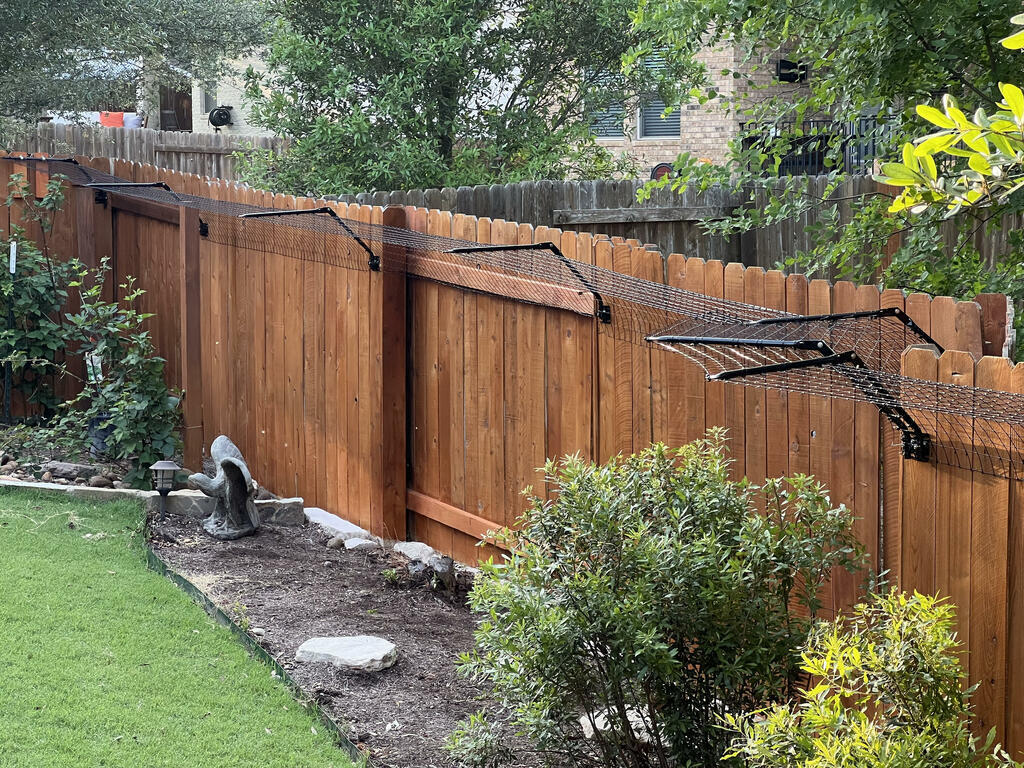 Purrfect Fence on a timber fence